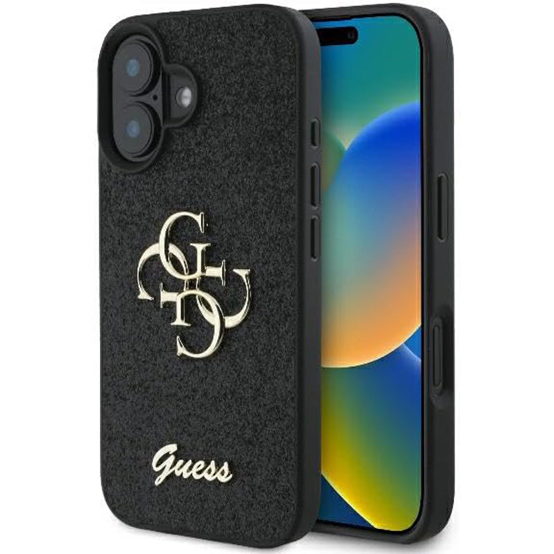 Guess Fixed Glitter Big 4G Logo Case Θήκη προστασίας από σιλικόνη – iPhone 16 (Μαύρο – GUHCP16SHG4SGK)