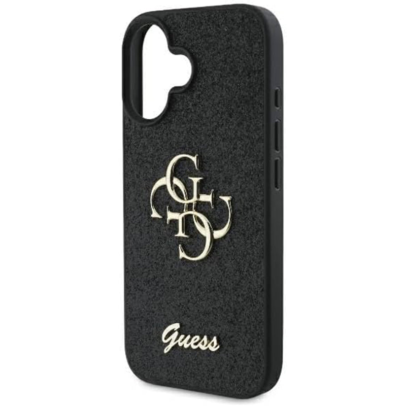 Guess Fixed Glitter Big 4G Logo Case Θήκη προστασίας από σιλικόνη – iPhone 16 (Μαύρο – GUHCP16SHG4SGK)