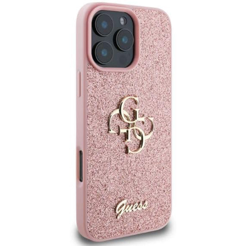 Guess Fixed Glitter Big 4G Logo Case Θήκη προστασίας από σιλικόνη – iPhone 16 Pro (Ροζ – GUHCP16LHG4SGP)