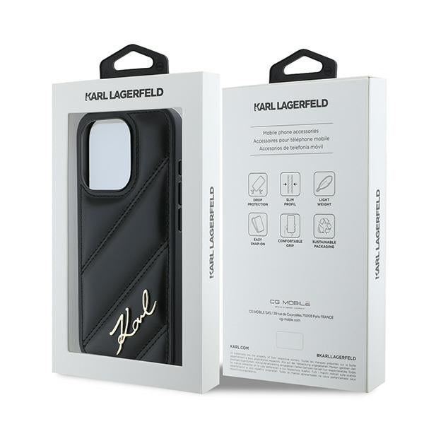 Karl Lagerfeld “Quilted Metal Signature Logo Collection” Case Θήκη προστασίας από δερματίνη – iPhone 15 Pro Max (Μαύρο – KLHCP15XPQDSMGK)
