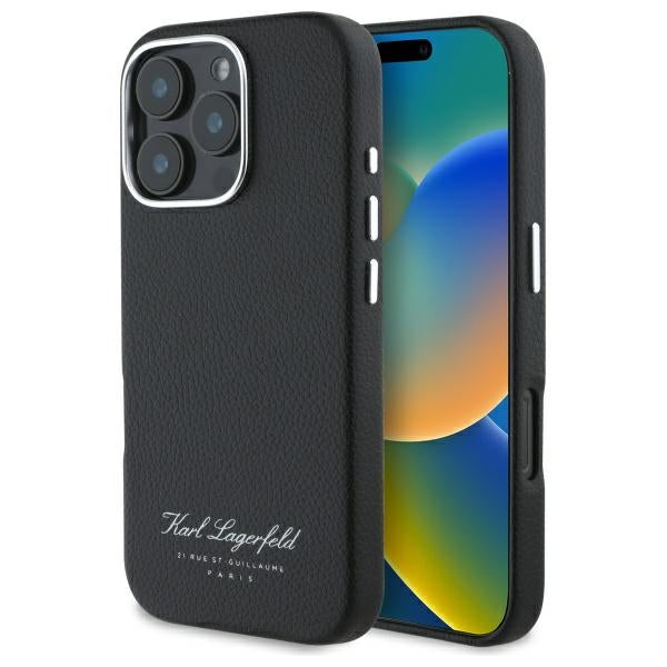 Karl Lagerfeld “Rue St.Guillaume Logo Collection” Θήκη προστασίας από σιλικόνη – iPhone 16 Pro (Μαύρο – KLHCP16LPGWCMKHK)