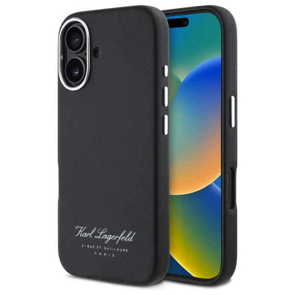 Karl Lagerfeld “Rue St.Guillaume Logo Collection” Θήκη προστασίας από σιλικόνη – iPhone 16 (Μαύρο – KLHCP16SPGWCMKHK)
