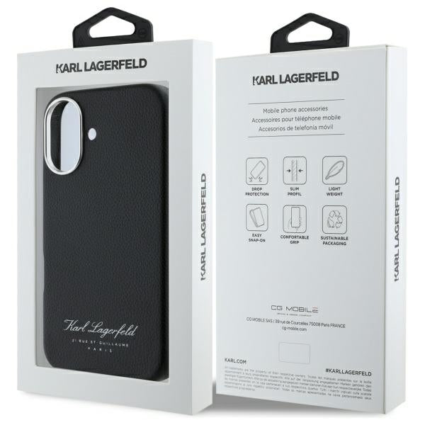 Karl Lagerfeld “Rue St.Guillaume Logo Collection” Θήκη προστασίας από σιλικόνη – iPhone 16 (Μαύρο – KLHCP16SPGWCMKHK)