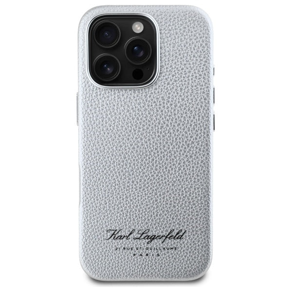 Karl Lagerfeld “Rue St.Guillaume Logo Collection” Θήκη προστασίας από σιλικόνη – iPhone 16 Pro Max (Γκρι – KLHCP16XPGWCMKHK)