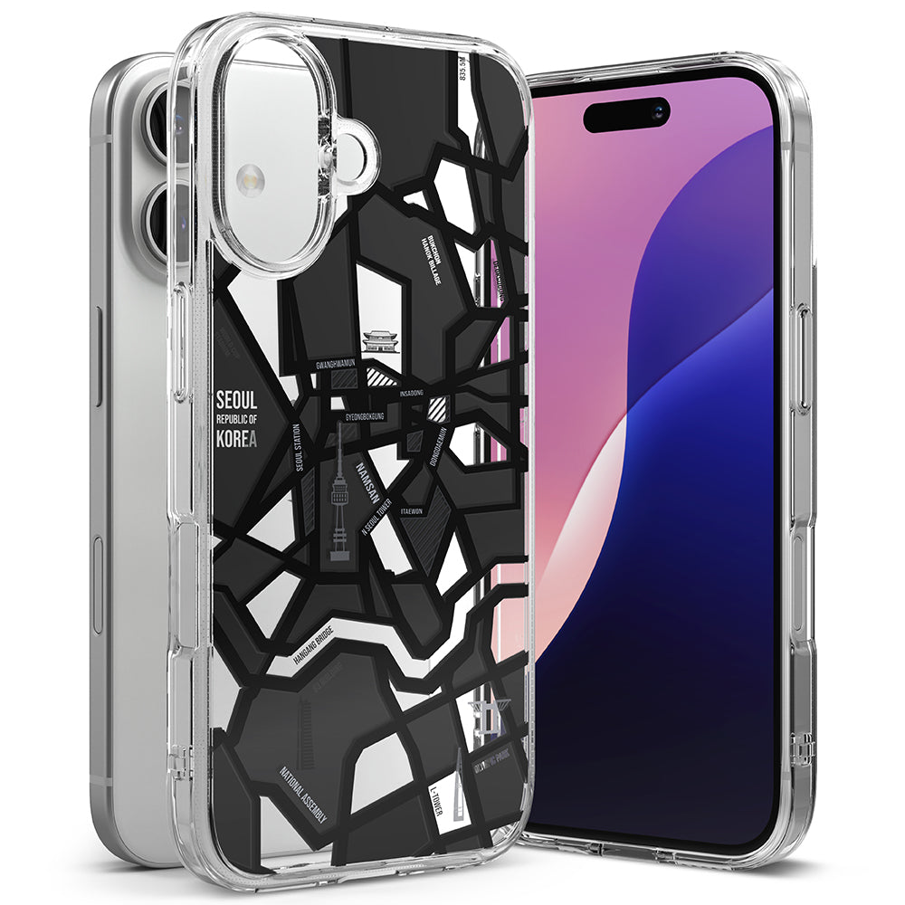 Ringke - Fusion Design - iPhone 16 Plus - Seoul Map Black