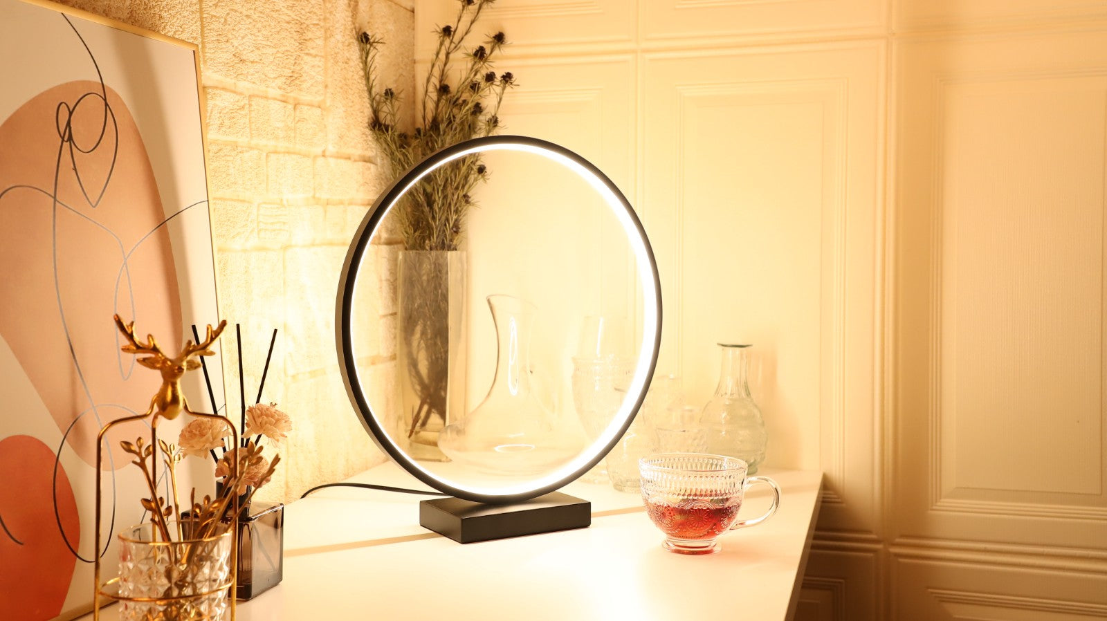 Designnest Round Table Lamp |Heng| Σφαιρική διακοσμητική λάμπα διαμέτρου 35 εκατοστών με ροοστάτη (Μαύρο)