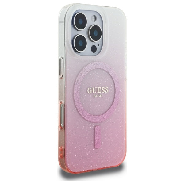 Guess Magsafe “Glitter Gradient” Hard Case Θήκη προστασίας από σκληρό πλαστικό – iPhone 16 Pro Max (Ροζ – GUHMP16XHGRCELP)