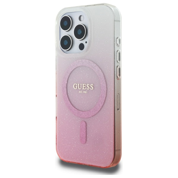 Guess Magsafe “Glitter Gradient” Hard Case Θήκη προστασίας από σκληρό πλαστικό – iPhone 16 Pro (Ροζ – GUHMP16LHGRCELP)