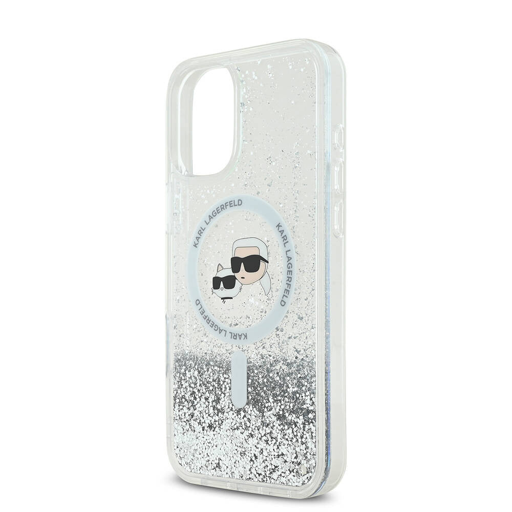 Karl Lagerfeld Magsafe Ringstand Liquid Glitter Hard Case Θήκη προστασίας από σκληρό πλαστικό – iPhone 16 (Glitter Διάφανη – KLHMP16SLGKCSGH)