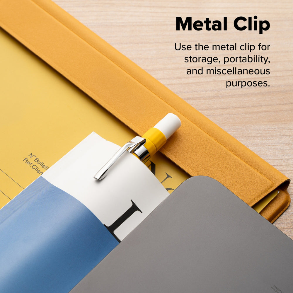 Ringke - Silicone Drafting Pencil Case - for Apple Pencil, Easy to Attach, Metal Holder Clip, Durable Elasticity - White