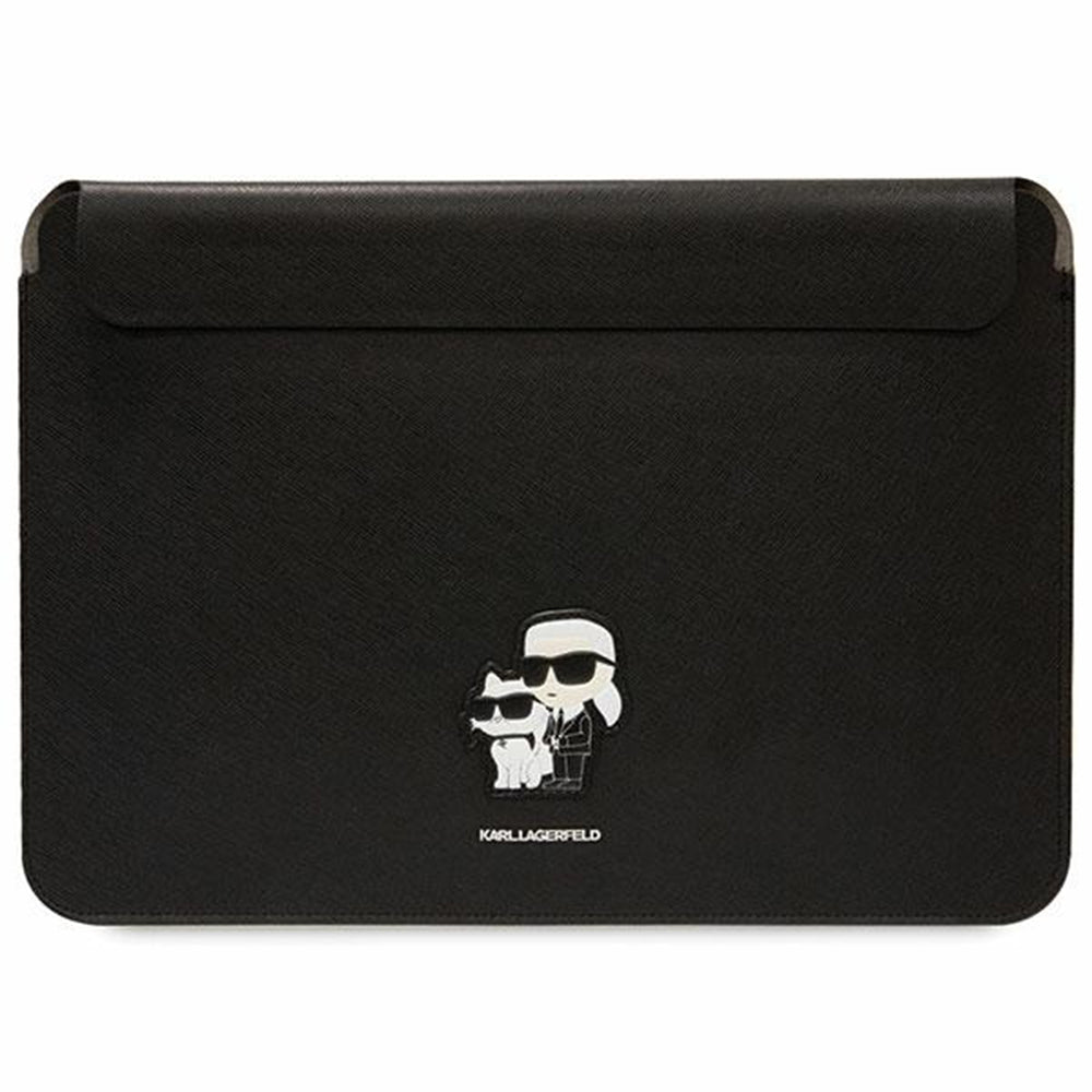 Karl Lagerfeld - Computer Sleeve Saffiano (KLCS14SAKCPMK) - 14", Magnetic Closure, Aesthetic Design - Black Karl&Chaoupette