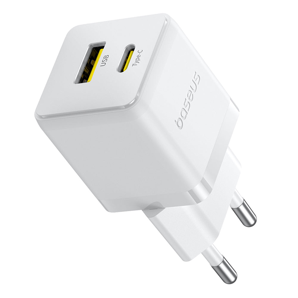 Baseus - Wall Charger Palm (P1011160A213-00) - Fast Charging, 2in1, USB, Type-C, 30W - Moon White
