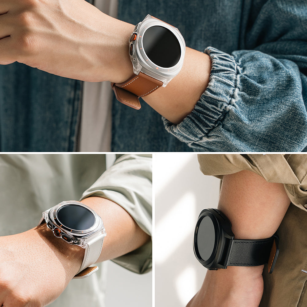 Ringke - Leather One Basic Bold 24mm - Fossil Hybrid / Mobvoi TicWatch Pro 5 / Suunto 9 / Suunto 9 Baro / Suunto D5 - Brown