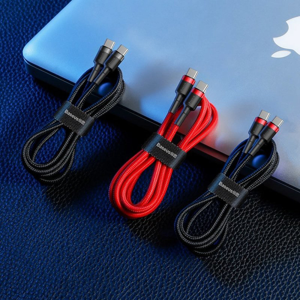 Baseus Cafule Braided USB 2.0 Cable USB-C male - USB-C 60W Γκρι 1m CATKLF-GG1