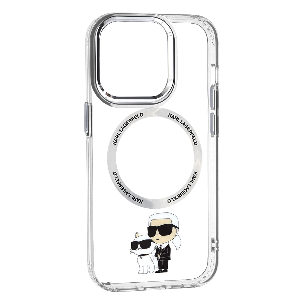 Karl Lagerfeld IML NFT Back Cover Hard Case Karl & Choupette Διάφανη θήκη προστασίας με ενσωματωμένο δαχτυλίδι MagSafe – iPhone 14 Pro (Clear/Grey)