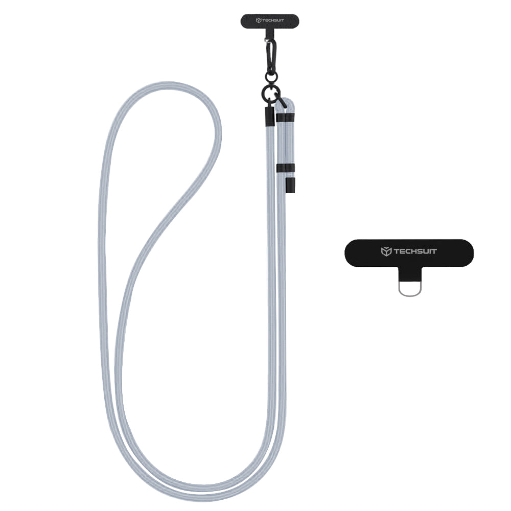 Techsuit - Rope Crossbody Strap (RCS1-18) - for Phones, Carabiner, Nylon Braided, Durable, Adjustable - Cloud Gray