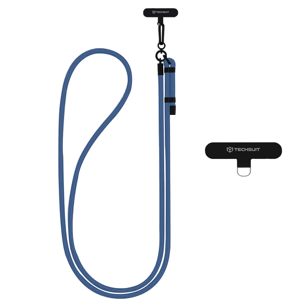 Techsuit - Rope Crossbody Strap (RCS1-80) - for Phones, Carabiner, Nylon Braided, Durable, Adjustable - Deep Denim