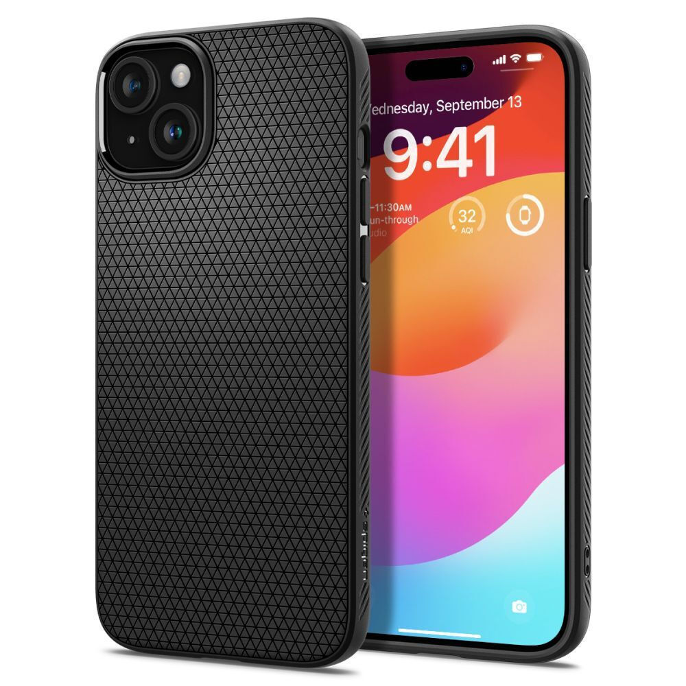 Spigen Liquid Air Back Cover Σιλικόνης Μαύρο (iPhone 15 Plus)