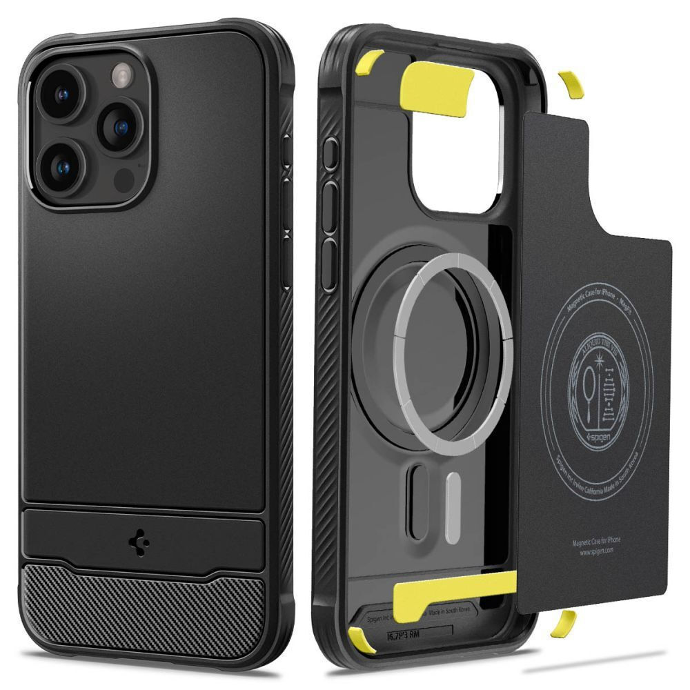 Spigen Rugged Armor MagFit Back Cover Σιλικόνης 2mm Μαύρο (iPhone 15 Pro Max)