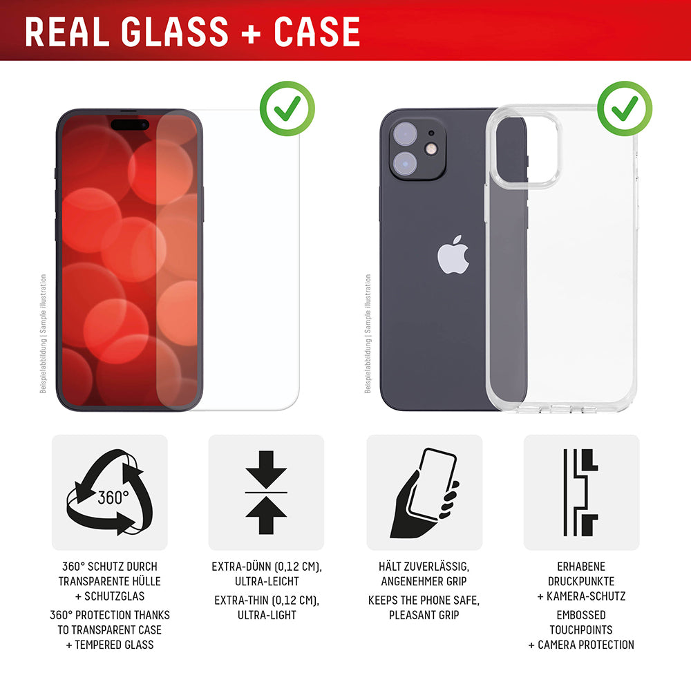 Displex - Premium [Pack] Real Glass + Case - iPhone 16 Plus - Clear