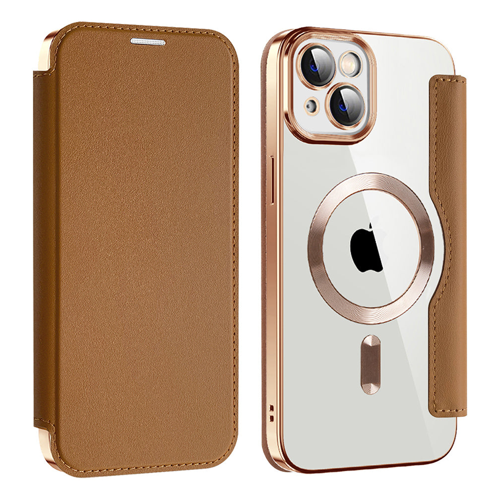 Techsuit - SmartMag Book Case - iPhone 14 Plus - Brown