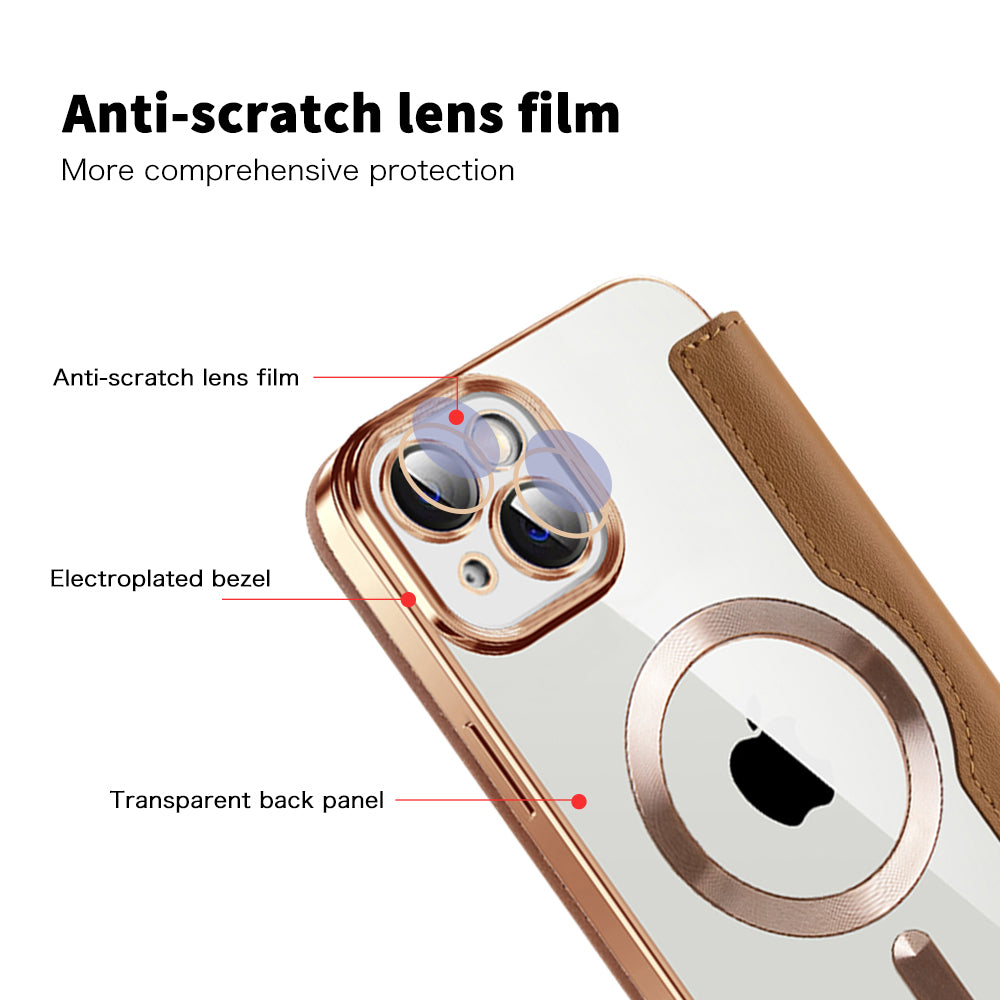 Techsuit - SmartMag Book Case - iPhone 14 Plus - Brown