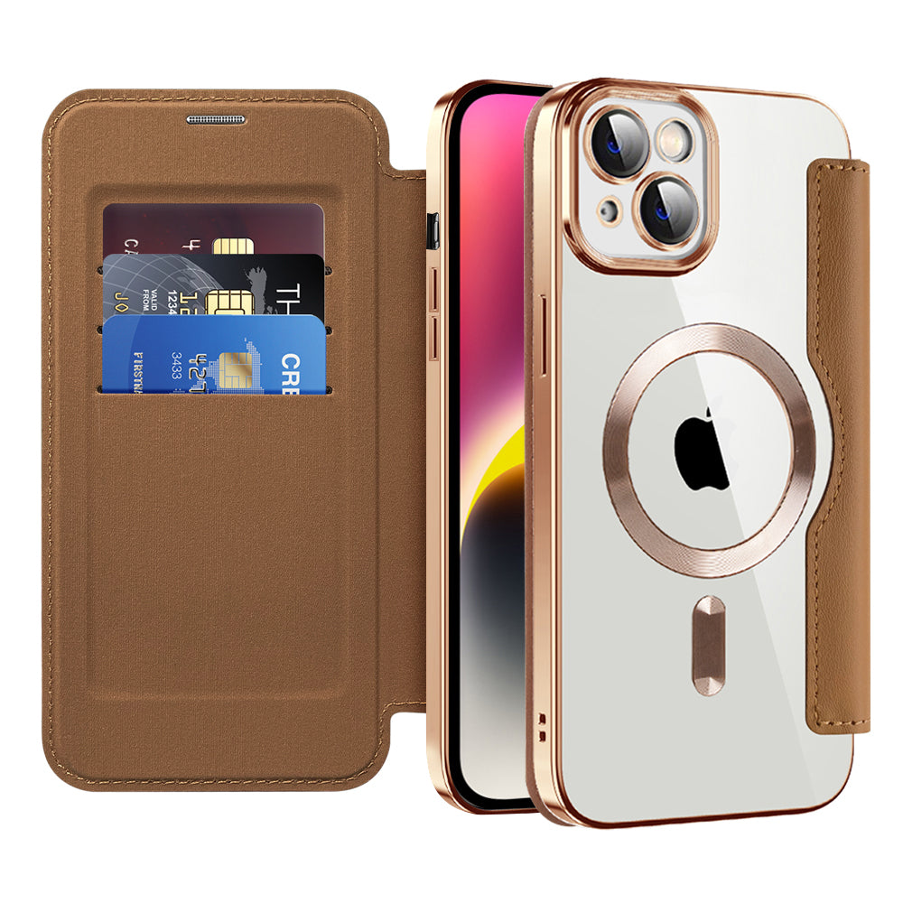 Techsuit - SmartMag Book Case - iPhone 14 Plus - Brown