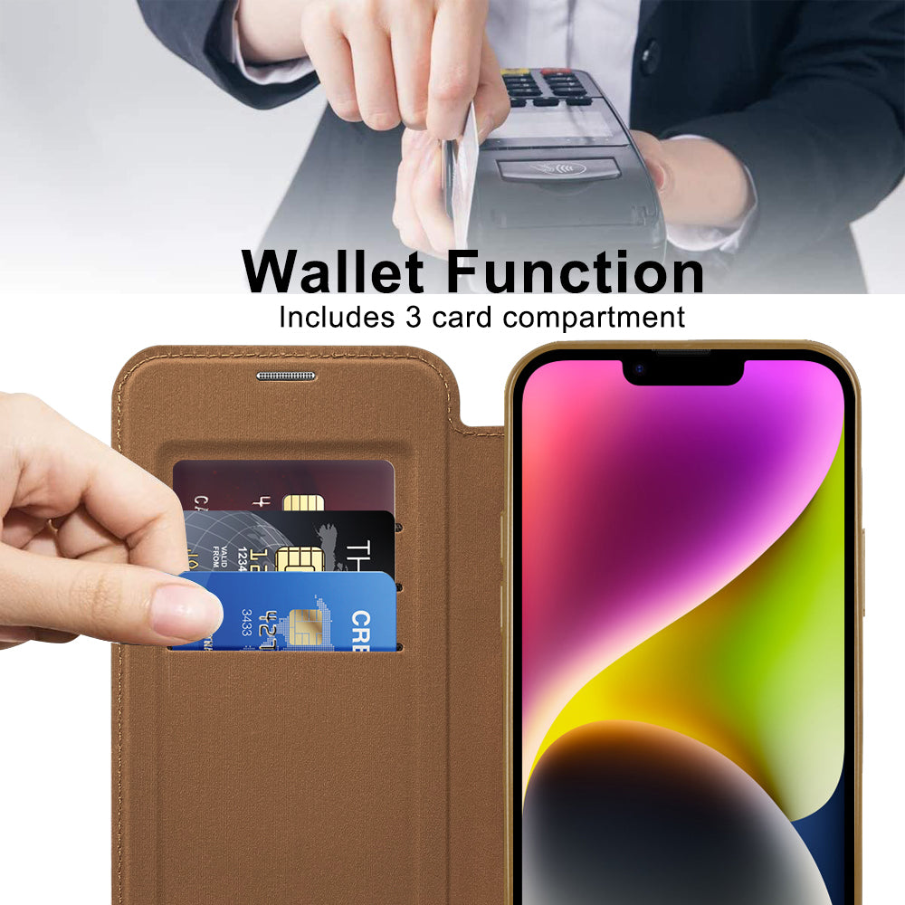 Techsuit - SmartMag Book Case - iPhone 14 Plus - Brown