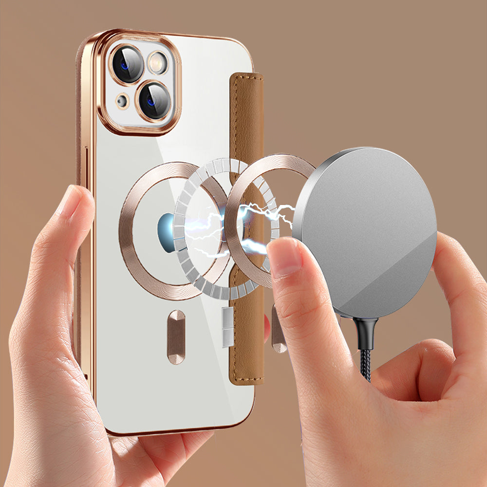 Techsuit - SmartMag Book Case - iPhone 14 Plus - Brown