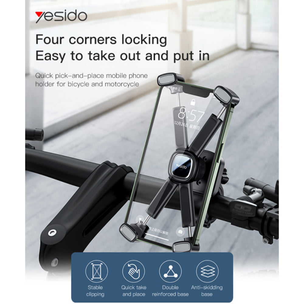Yesido - Bike Holder (C191) - for Bicycle/Motocycle, Multi-Angle Adjustment, 4.5-6.8" - Black