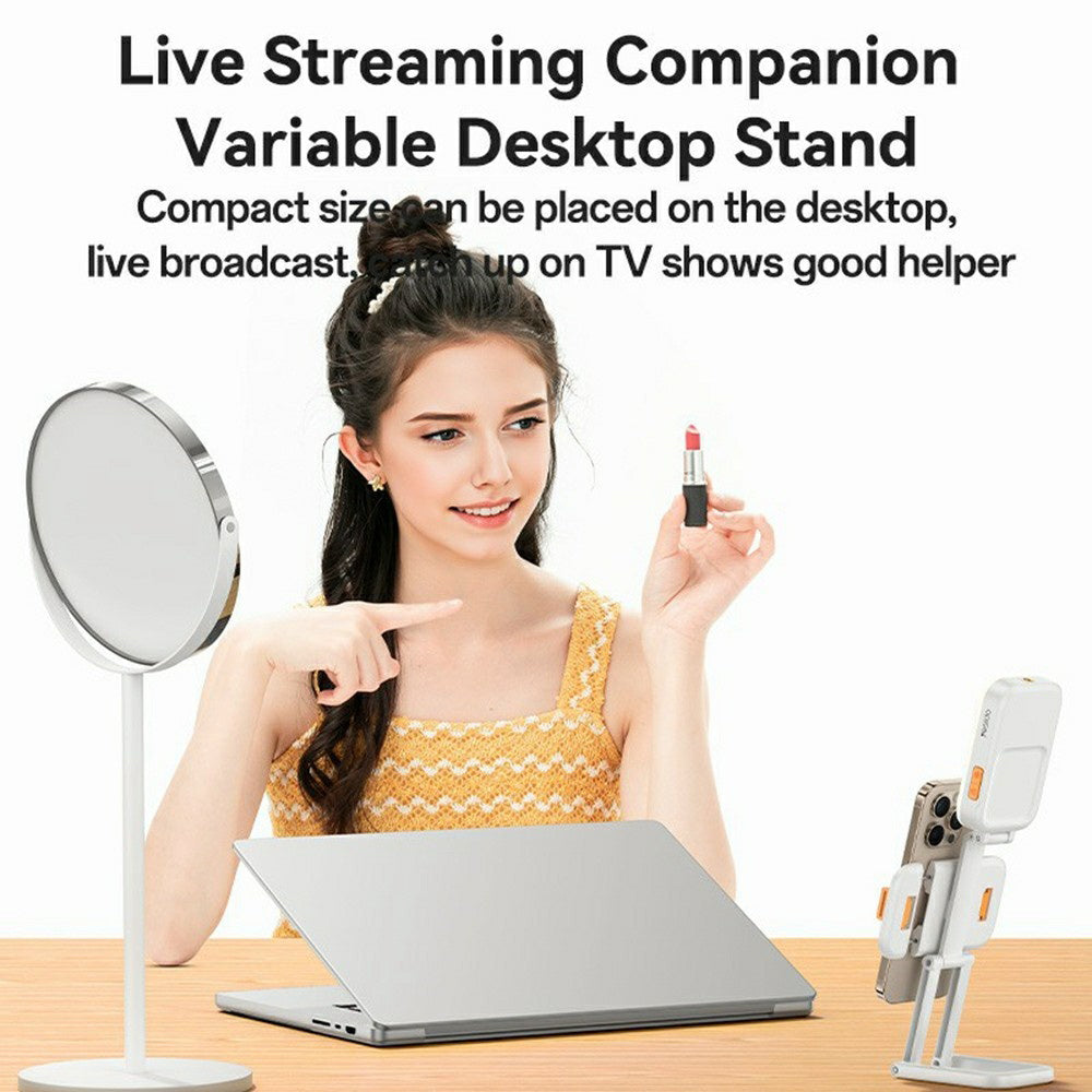 Yesido - Desk Phone Holder (DH10) - with Beauty Refill Light, Adjustable, 1000mAh, 4.7-7" - White