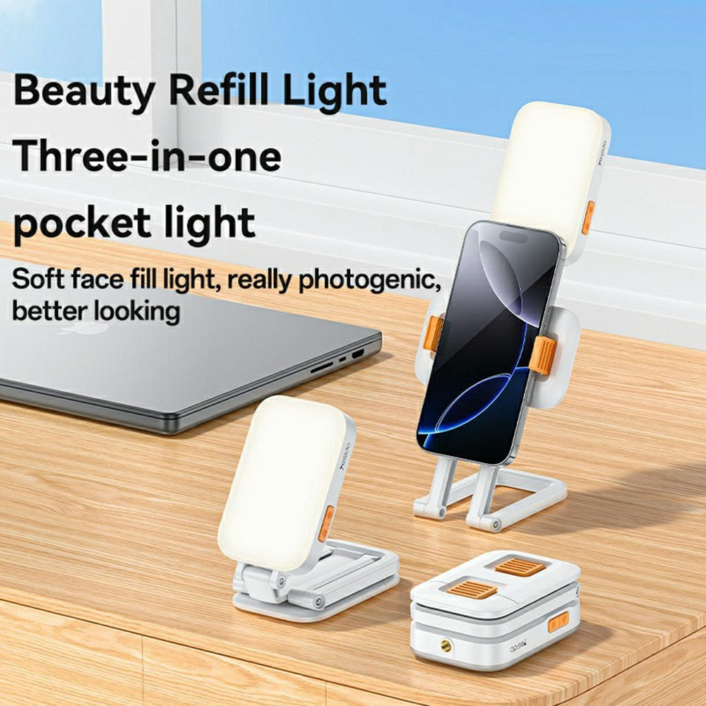 Yesido - Desk Phone Holder (DH10) - with Beauty Refill Light, Adjustable, 1000mAh, 4.7-7" - White