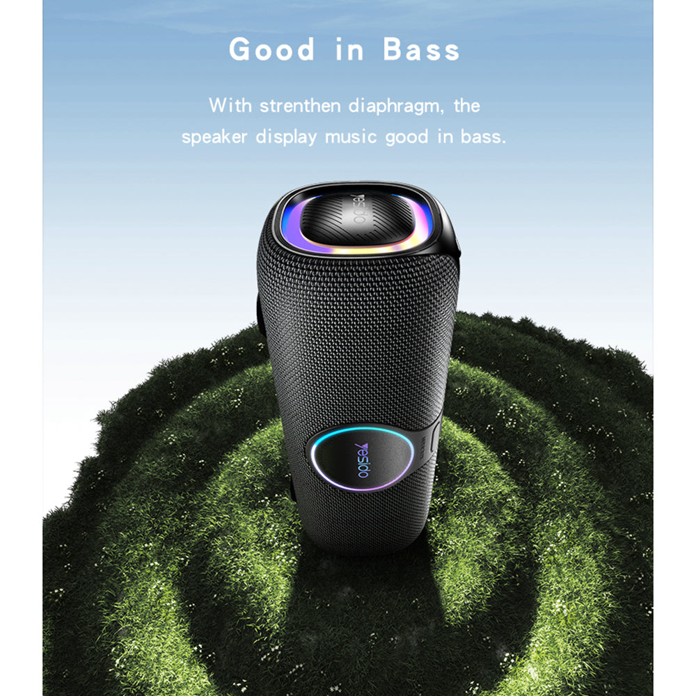 Yesido - Wireless Speaker (YSW21) - with UHF Microphone, Bluetooth 5.0, RGB Lights, IPX6, TF, AUX, 5200mAh, 120W - Black