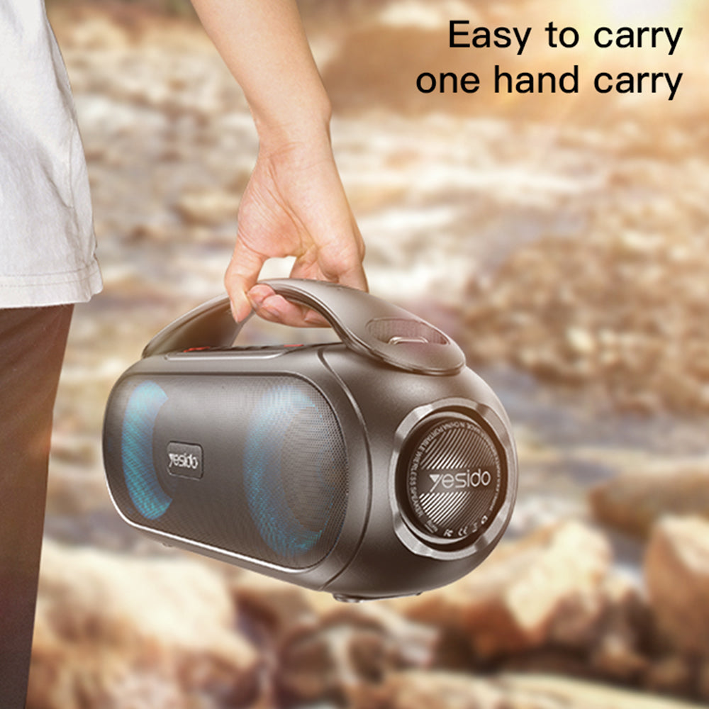 Yesido - Wireless Speaker (YSW19) - Bluetooth 5.0, RGB Lights, Stereo, IPX6, TF, AUX, Flash-Disk, 3000mAh, 40W - Black