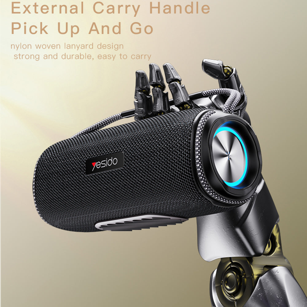 Yesido - Wireless Speaker (YSW11) - Bluetooth 5.0, RGB Lights, IPX6, Dual Speaker, TF, USB, AUX, 2600mAh, 40W - Black