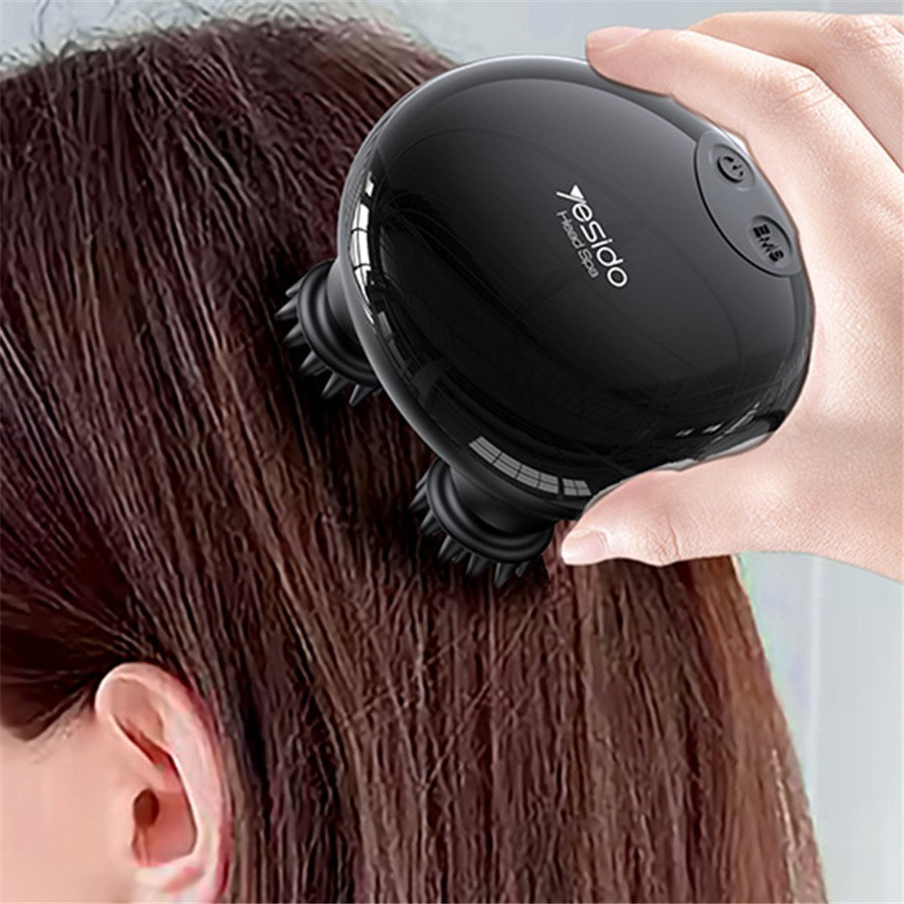 Yesido - Handheld Head Massager (MG04) - with 4 Gear Head Scratcher, Electrical Muscle Stimulation, 1200mAh, 3200RPM - Black