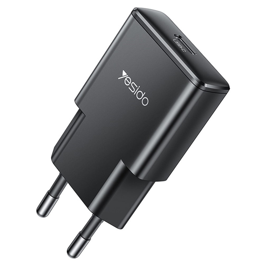 Yesido - Wall Charger (YC74) - GaN, Fast Charge, Ultra-Slim, Smart Chip, Type-C, PD30W, 5V/3A - Black
