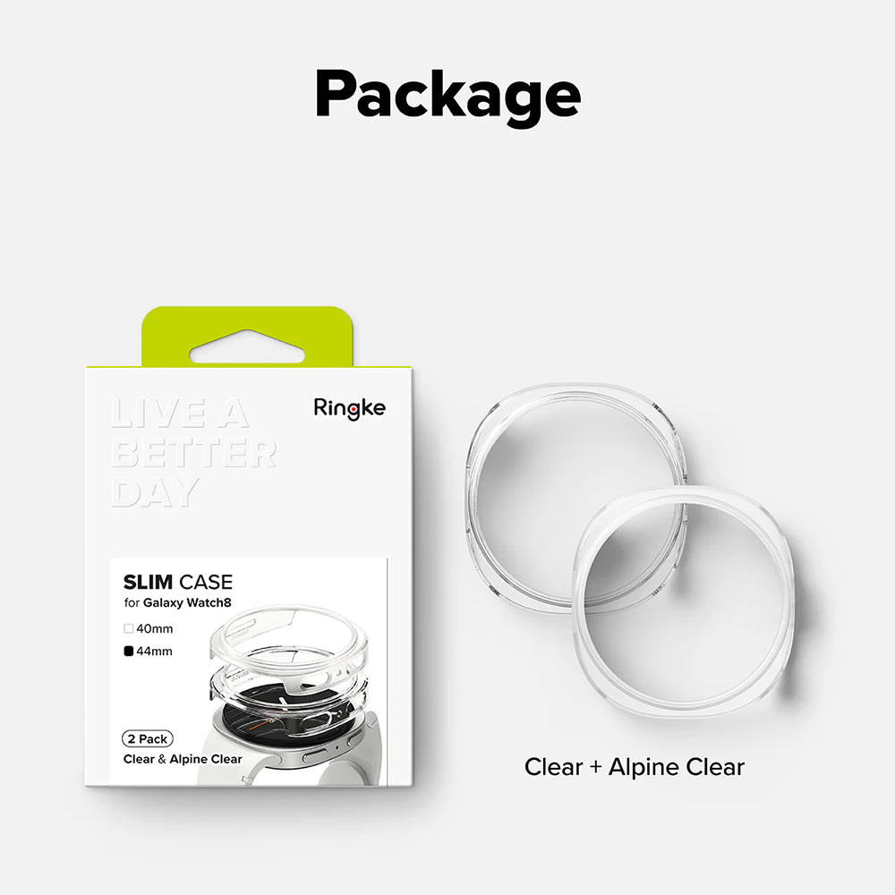 Ringke - (2 pack) Slim Case - Galaxy Watch8 44mm - Clear / Alpine Clear