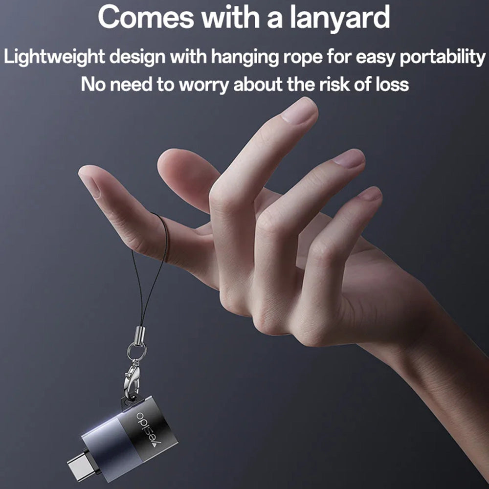 Yesido - Card Reader (GS37) - Type-C, High-speed, Aluminum Alloy, Support 1TB, Plug and Play, TF Card - Black