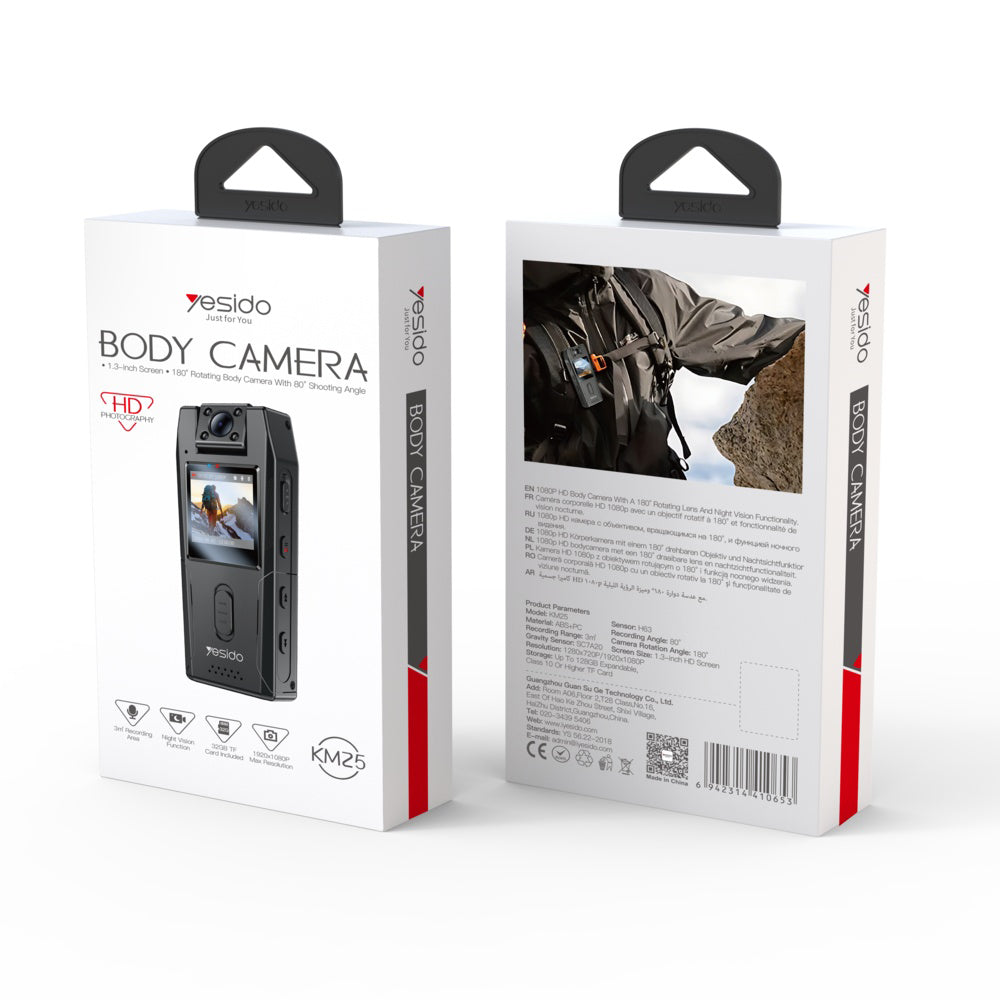 Yesido - Digital Smart Camera (KM25) - 1.3inch Screen, 1920x1080p, 200MP, Night Vision - Black