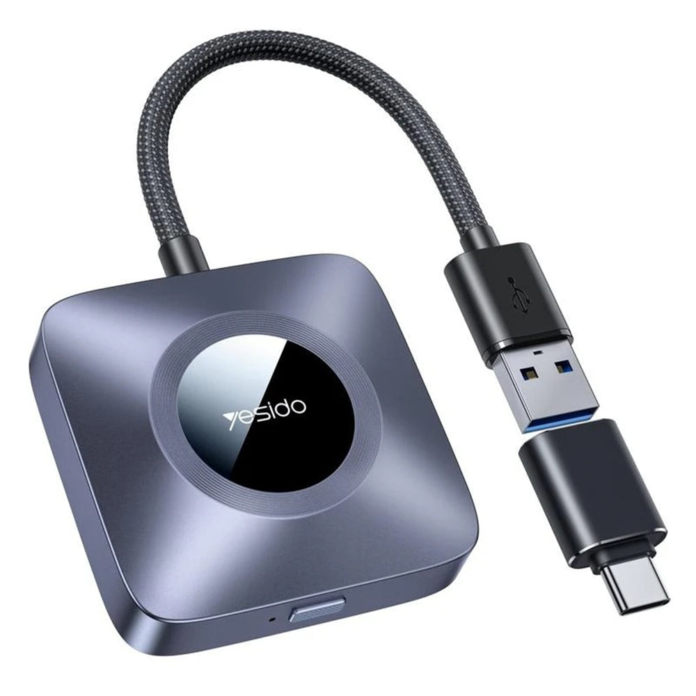 Yesido - Wireless CarPlay Adapter (KM23) - with USB to Type-C Cable, Bluetooth V5.0, 1080P - Grey