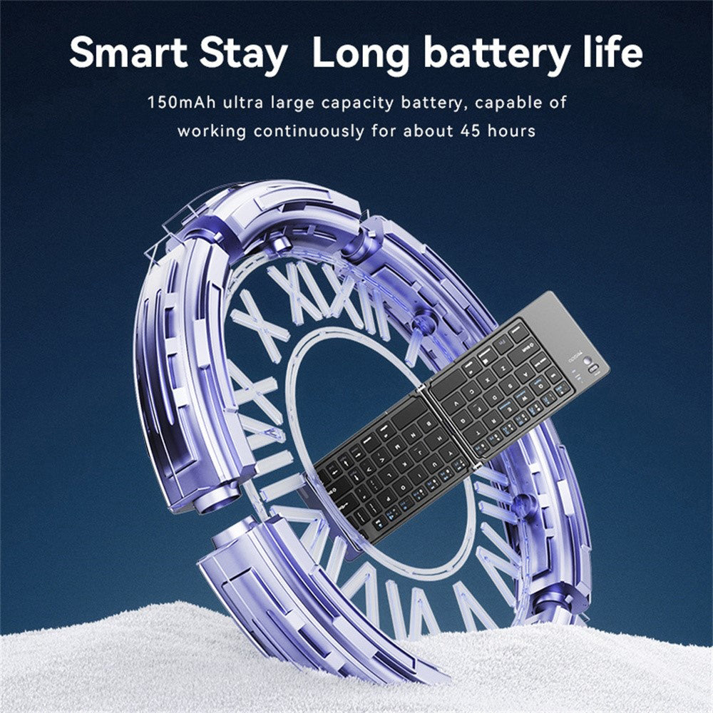 Yesido - Foldable Keyboard (KB27) - Type-C, 150mAh, Bluetooth 5.0, Compact Design, Ultra-Thin - Black