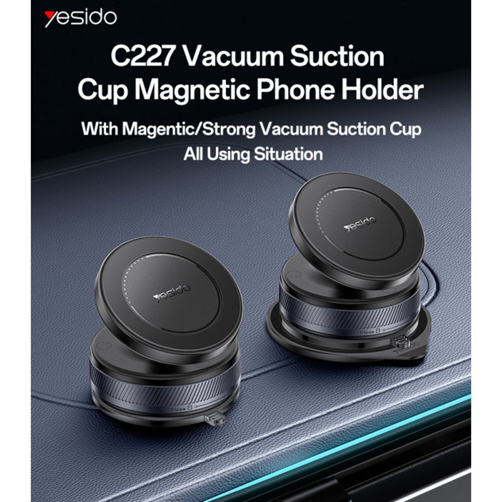 Yesido - Car Holder (C227) - Magnetic Vacuum Suction Cup, for Dashboard, 360, 16N, Universal - Black