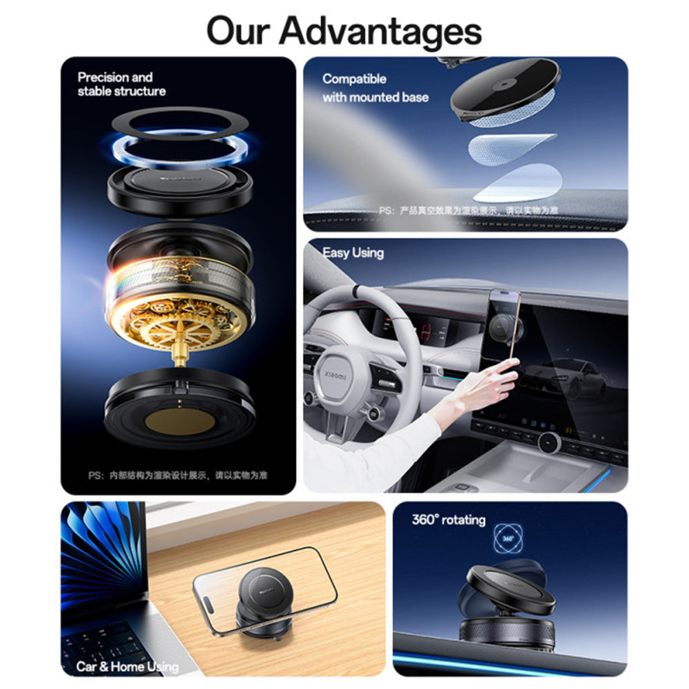 Yesido - Car Holder (C227) - Magnetic Vacuum Suction Cup, for Dashboard, 360, 16N, Universal - Black