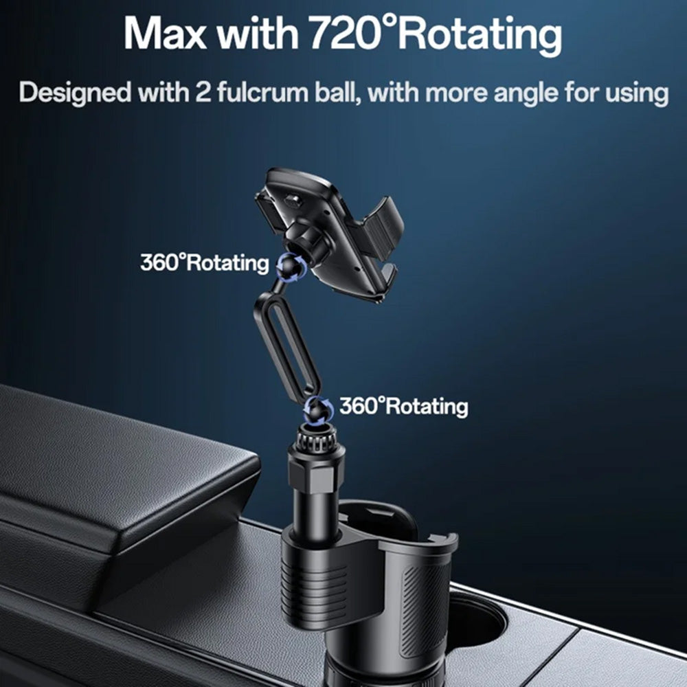 Yesido - Car Holder 2in1 (C273) - Cup Storage and Phone Mount, Flexible Viewing Angles, for 4.7 to 7.2inches Phones - Black