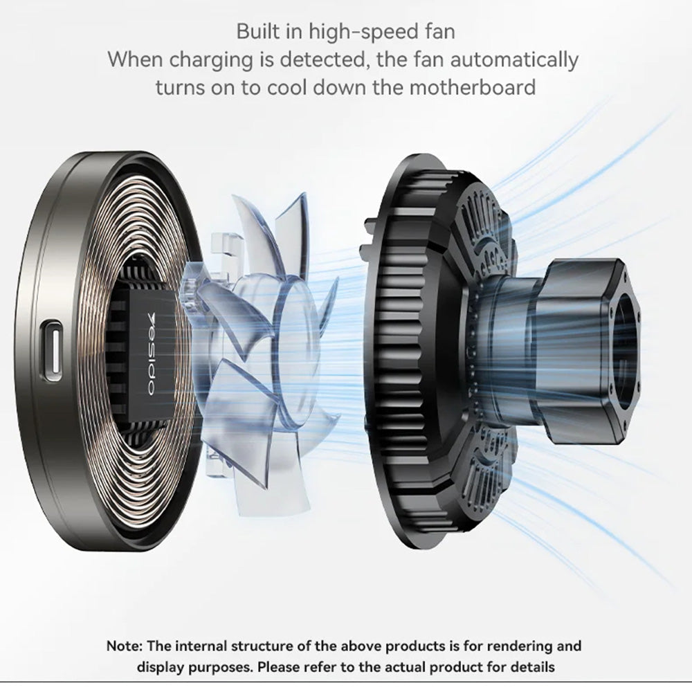 Yesido - Car Holder with Wireless Charging (C315) - for Air Outlet/Dashboard, Magnetic, Intelligent Management, 15W - Black