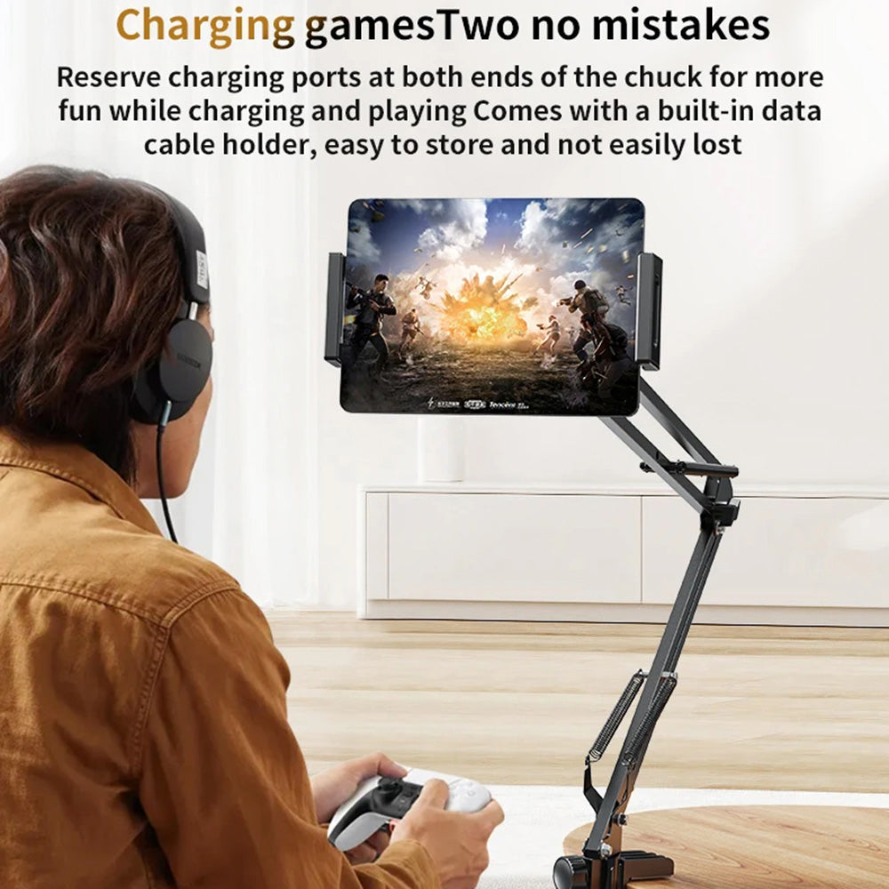 Yesido - Desk Holder (C296) - Lazy Man Stand, for 4 - 12.9inch Devices, Multi-directional Folding Shaft - Black