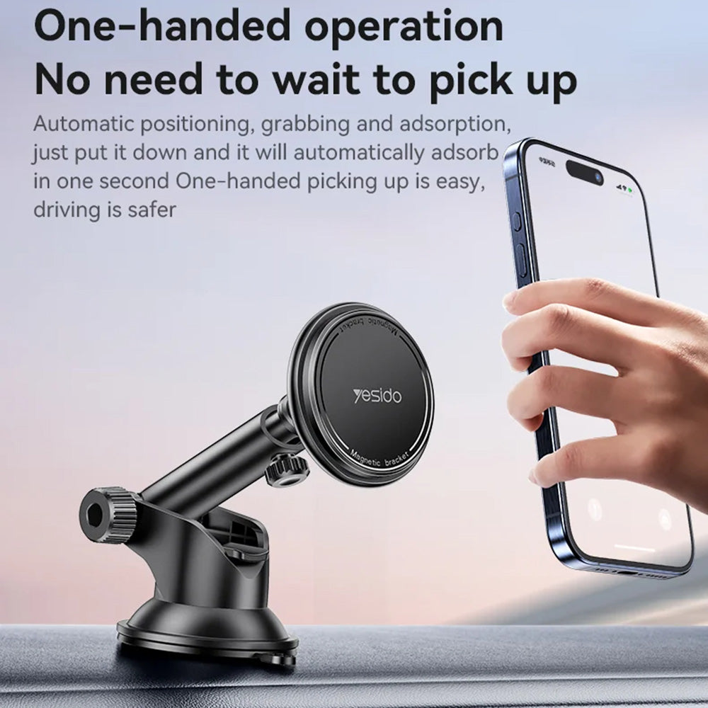 Yesido - Car Holder (C269) - Magnetic, for Dashboard, Bionic Suction Cup, Telescopic Arm, 360, Universal - Black