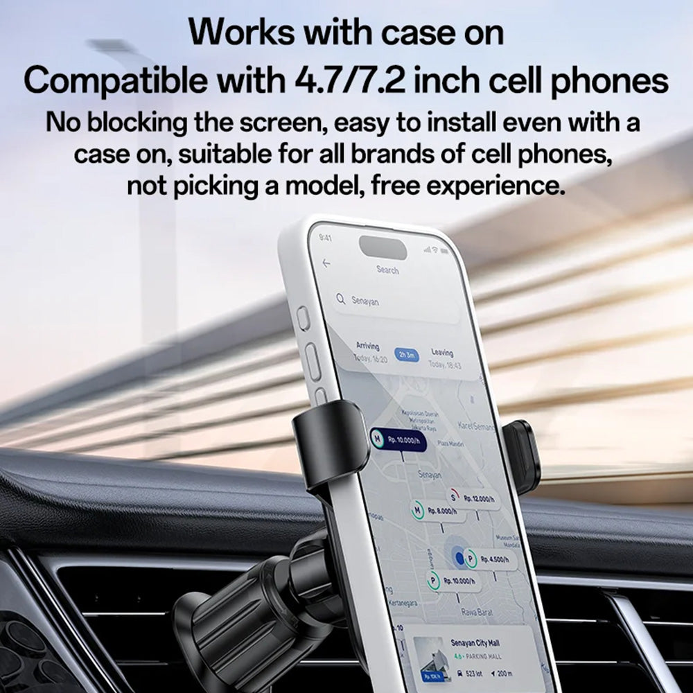 Yesido - Car Holder (C247) - for Air Vent, Mechanical Tight Lock, 360°, Transversal Gravity Mount, 4.7-7.2inch Phone - Black