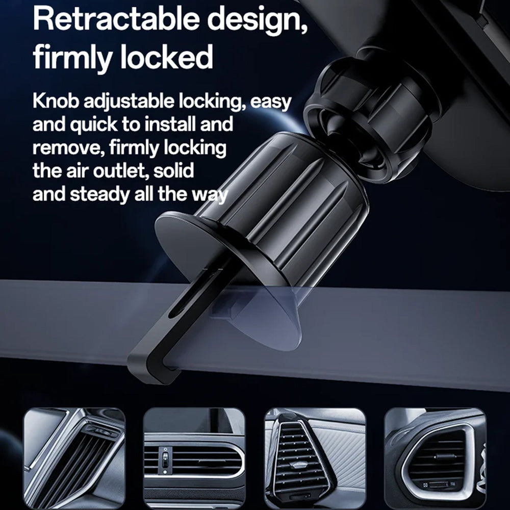 Yesido - Car Holder (C247) - for Air Vent, Mechanical Tight Lock, 360°, Transversal Gravity Mount, 4.7-7.2inch Phone - Black